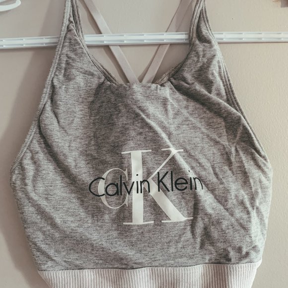 Calvin Klein Jeans Logo High-Neck Sports Bra/Tank - Picture 2 of 3